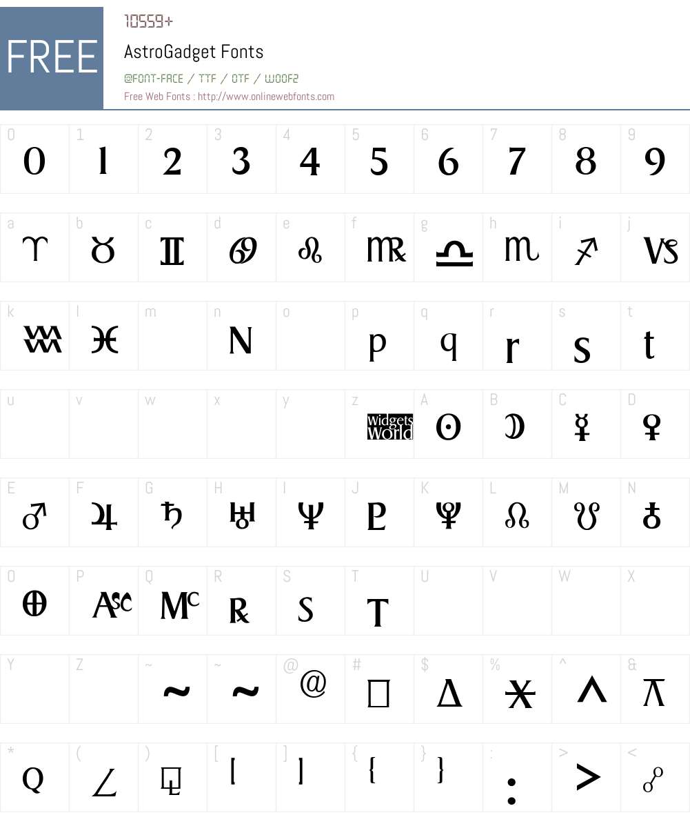 AstroGadget Font Screenshots