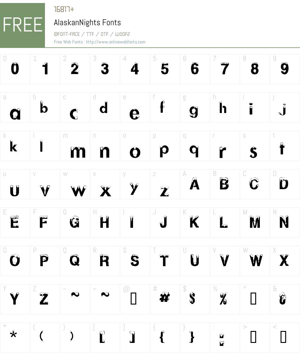 AlaskanNights Font Screenshots