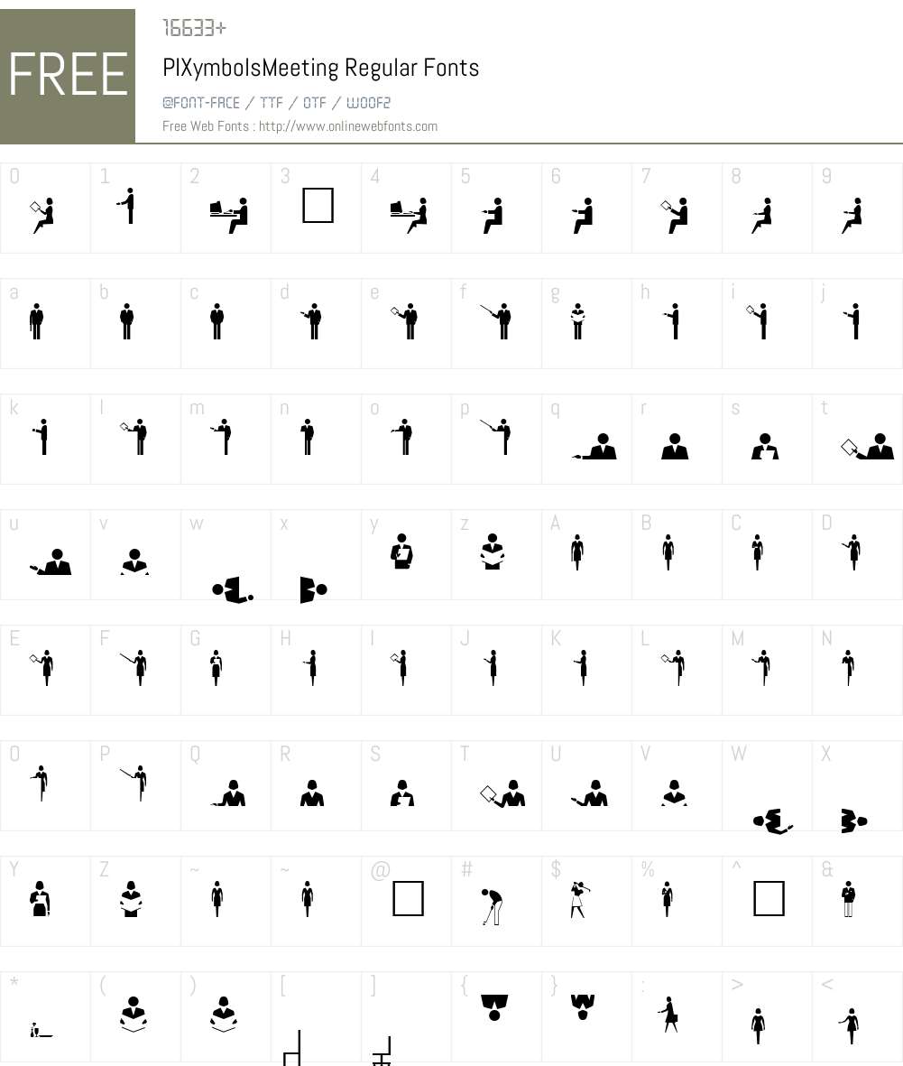 PIXymbolsMeeting-Roman Font Screenshots
