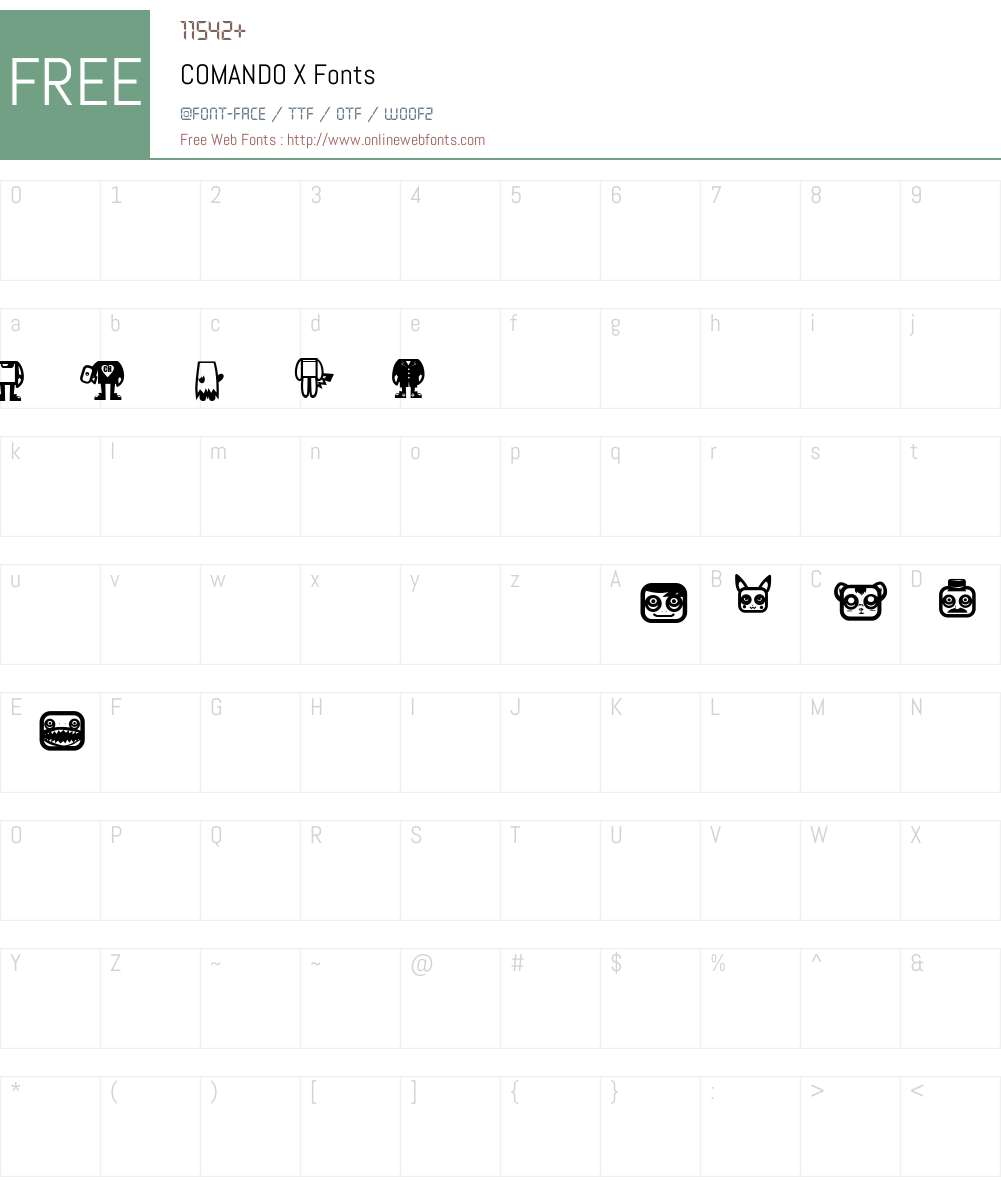 COMANDO X Font Screenshots