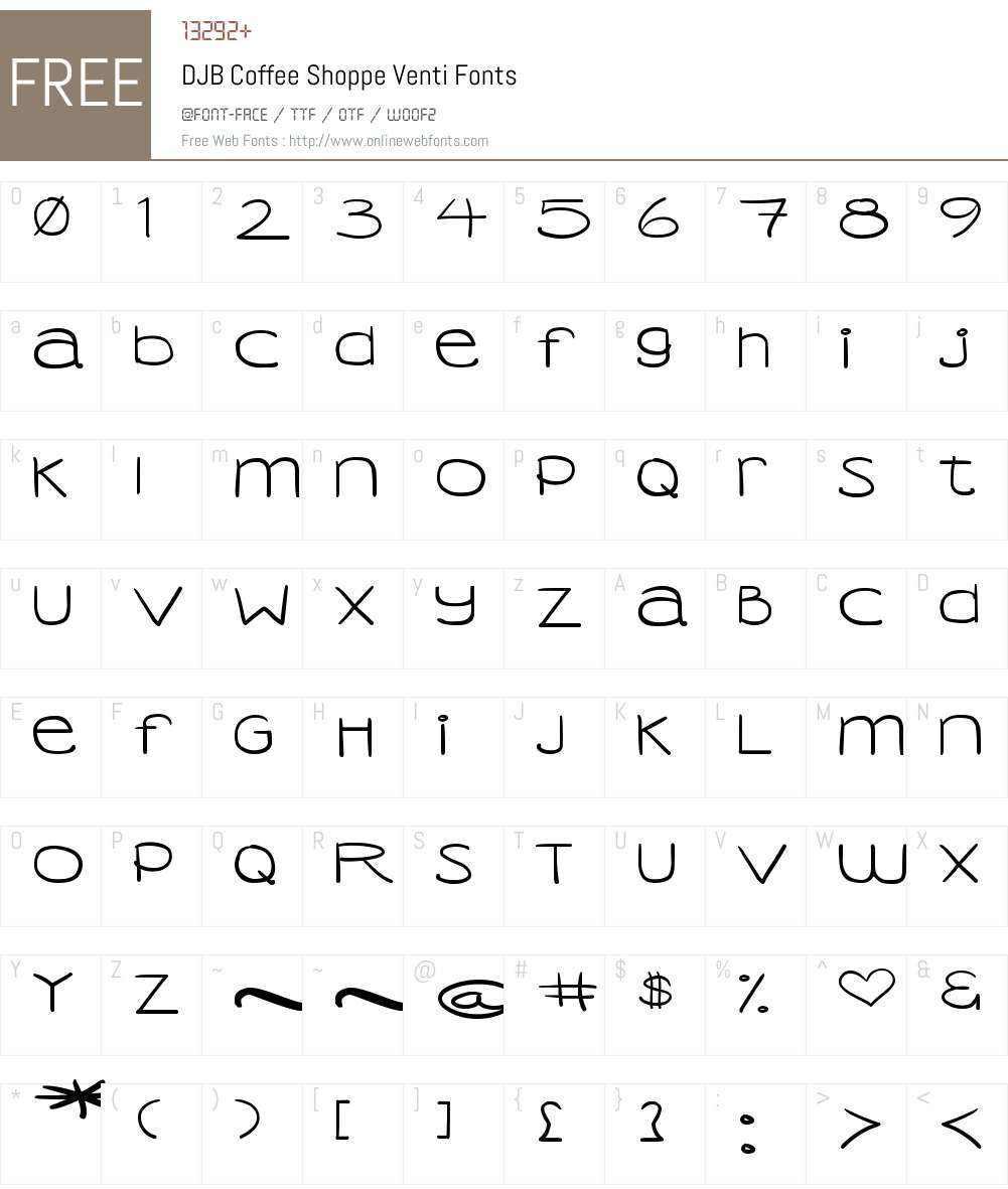 DJB Coffee Shoppe Venti Font Screenshots