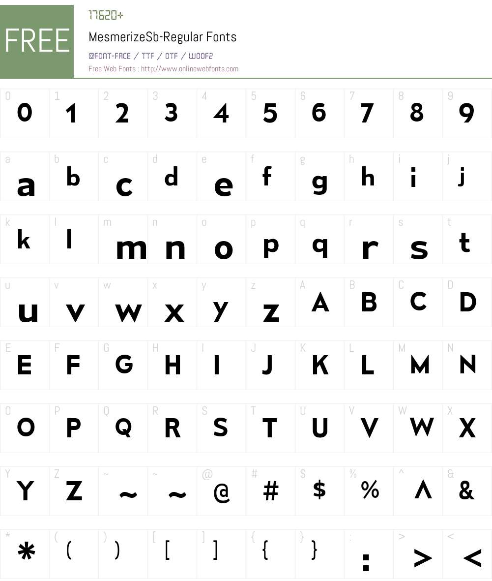 Mesmerize Font Screenshots