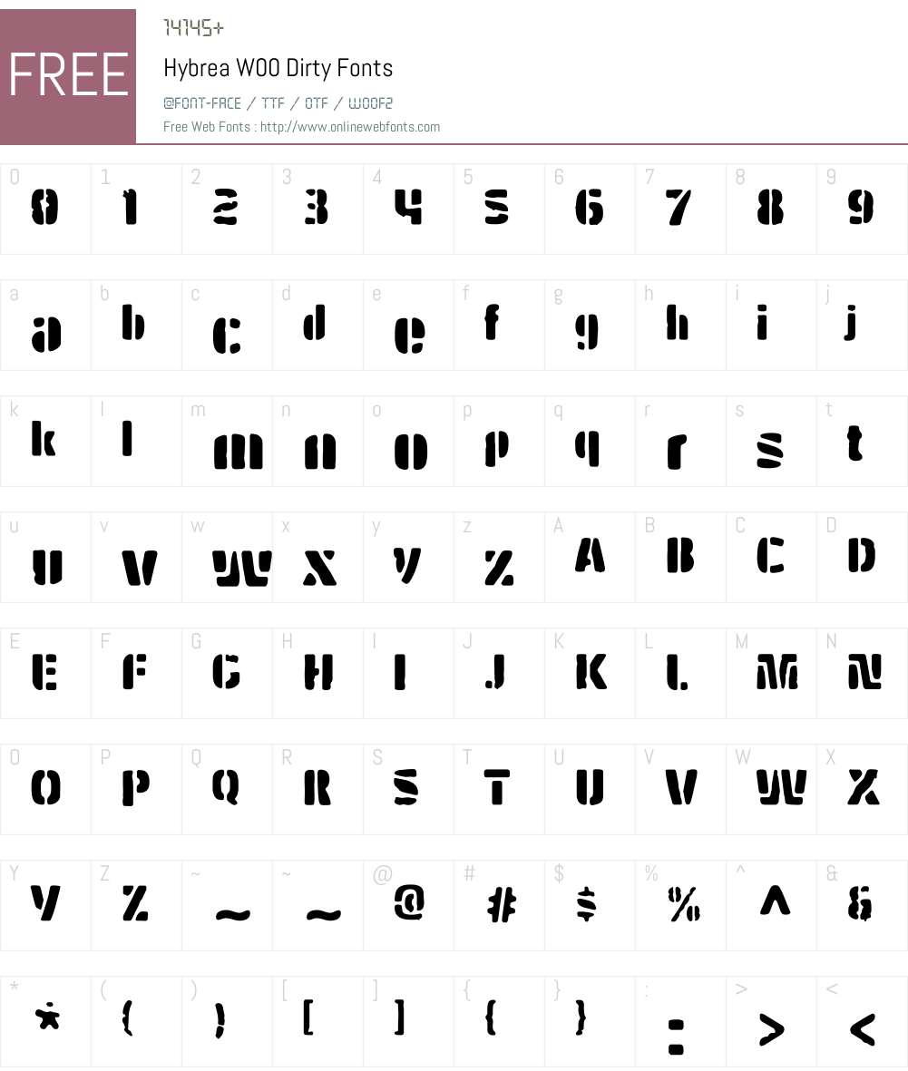 HybreaW00-Dirty Font Screenshots