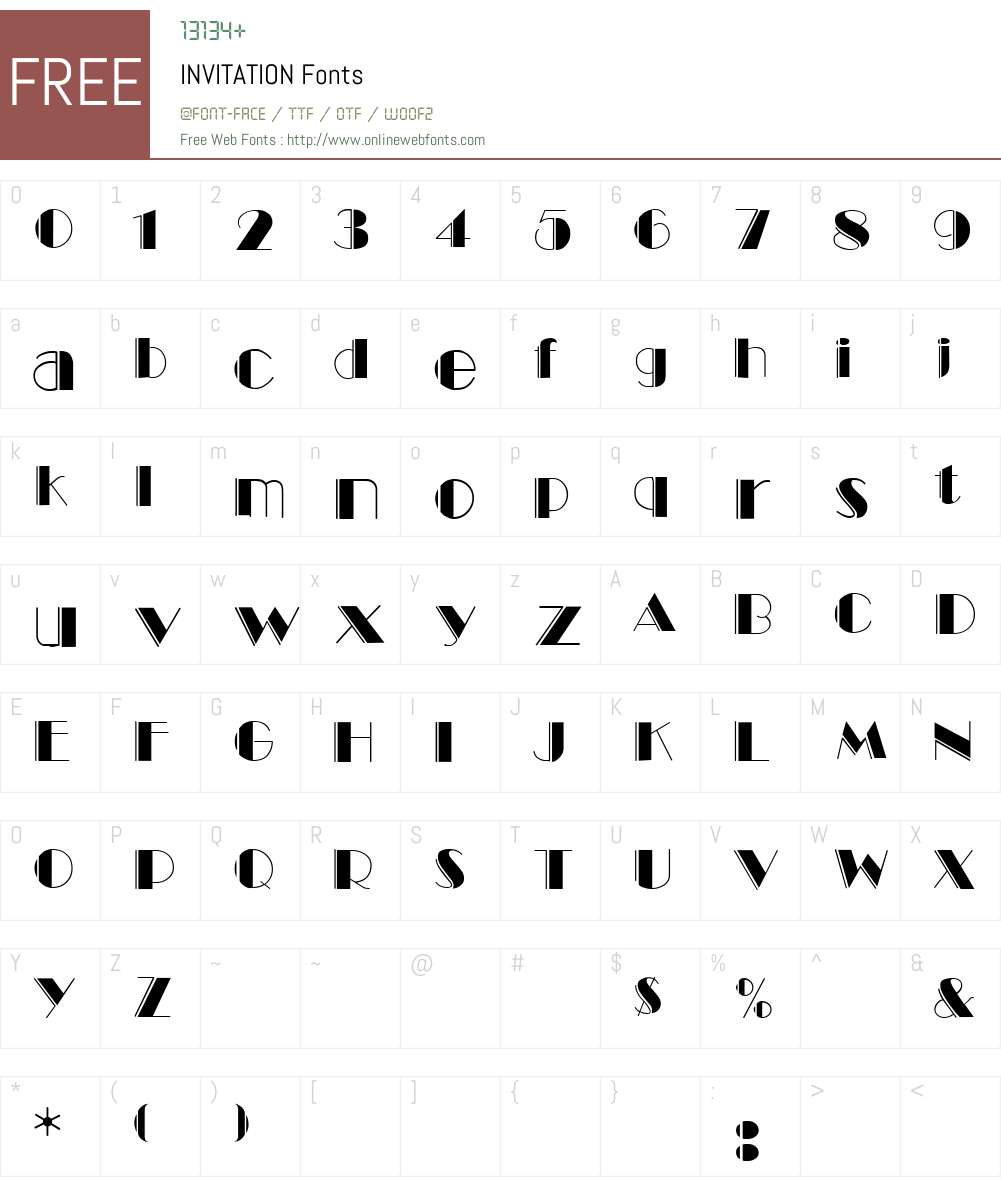 INVITATION Font Screenshots