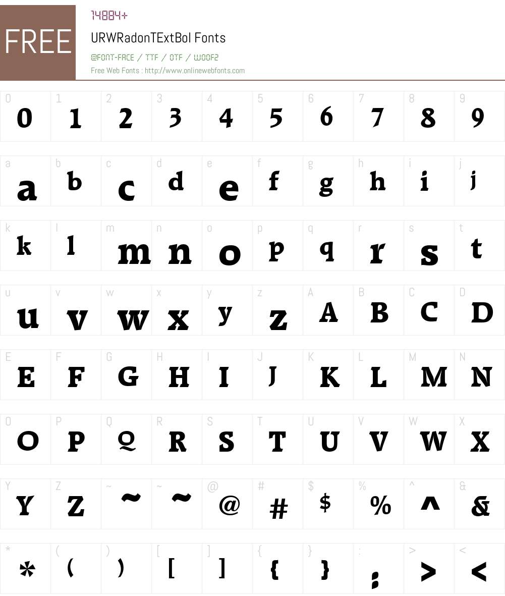 URWRadonTExtBol Font Screenshots