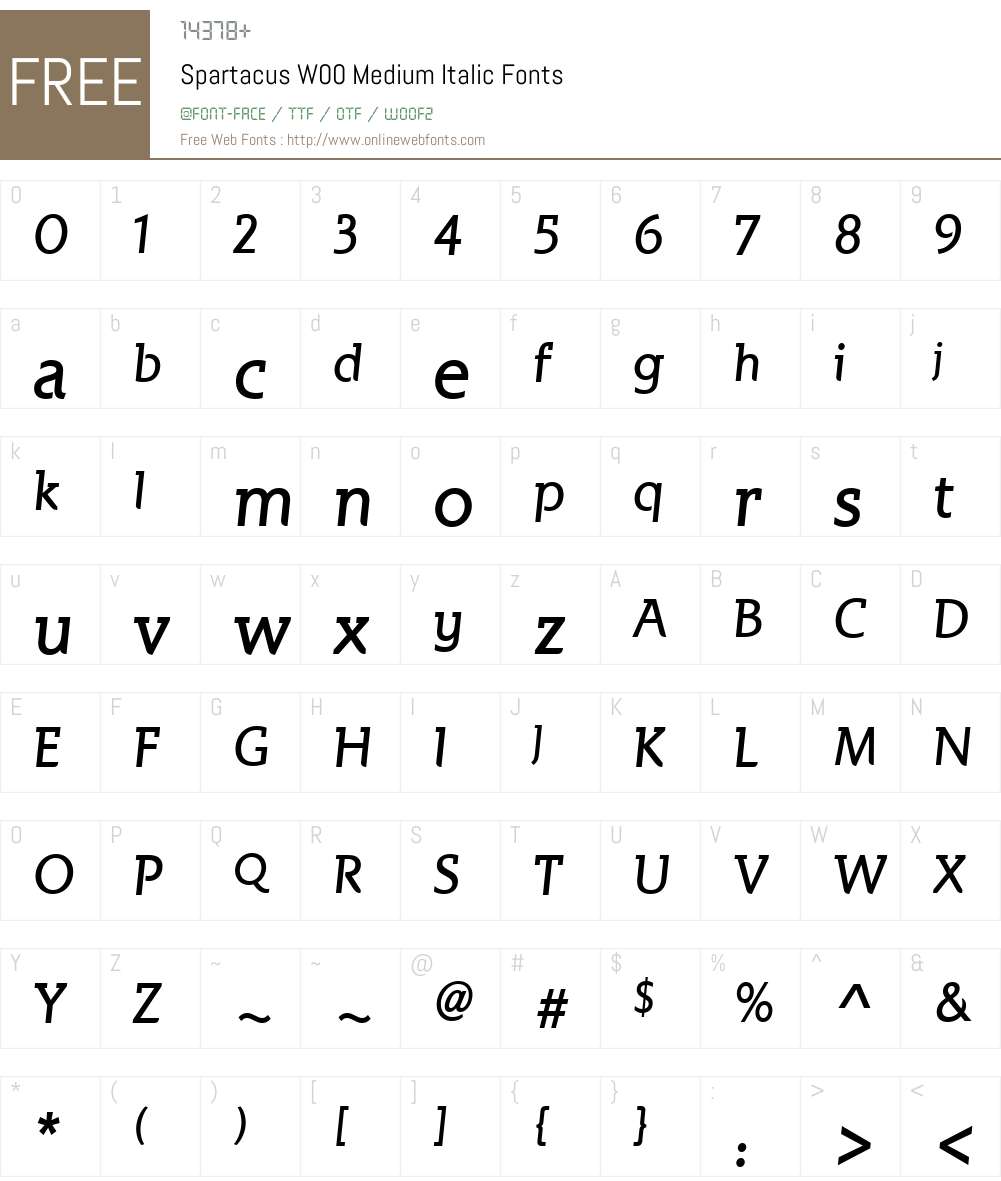 SpartacusW00-MediumItalic Font Screenshots