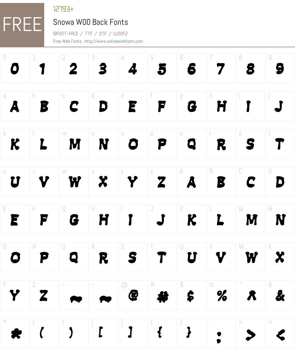 SnowaW00-Back Font Screenshots