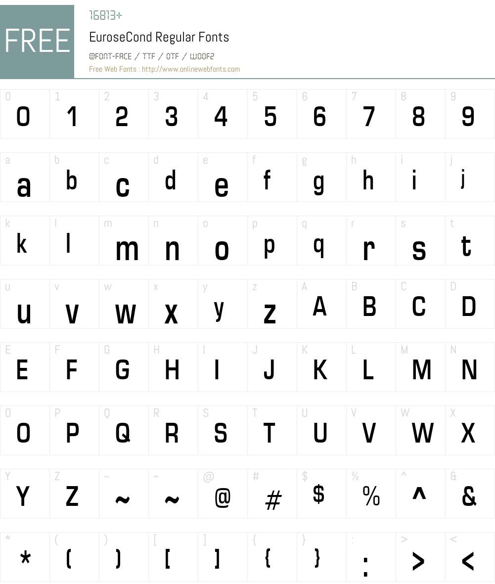 EuroseCond Font Screenshots