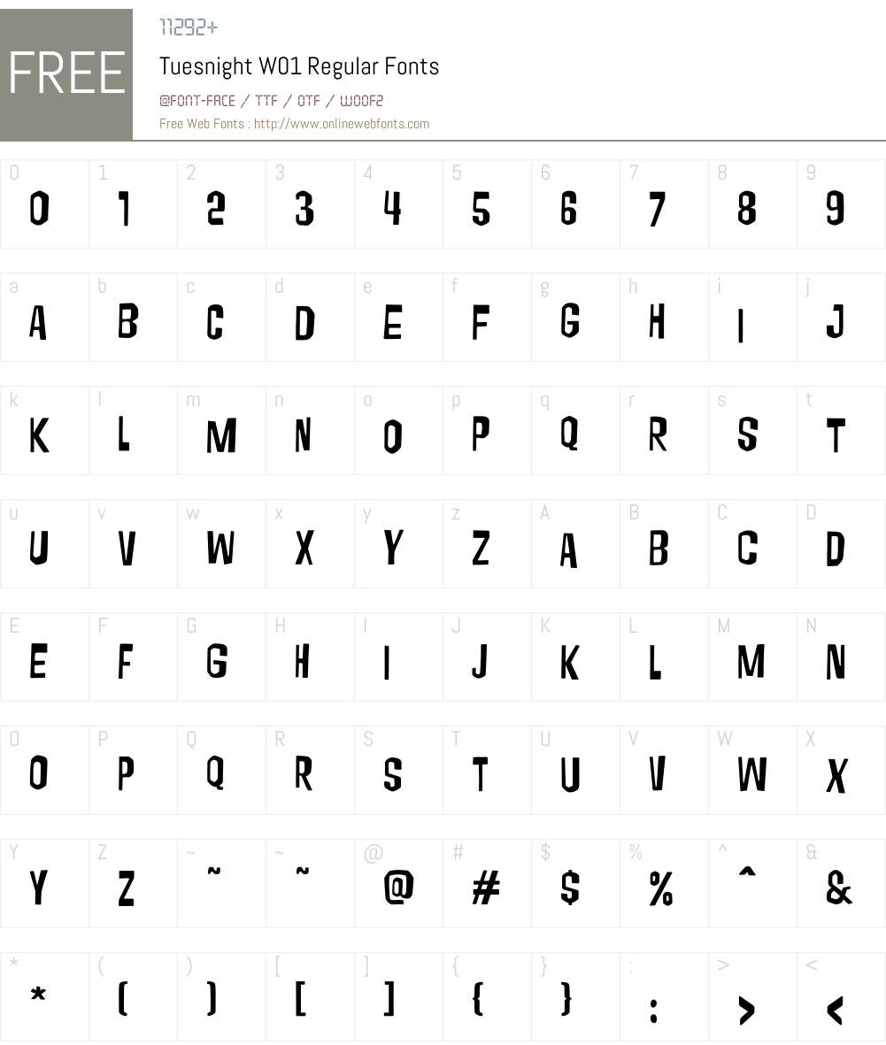 TuesnightW01-Regular Font Screenshots
