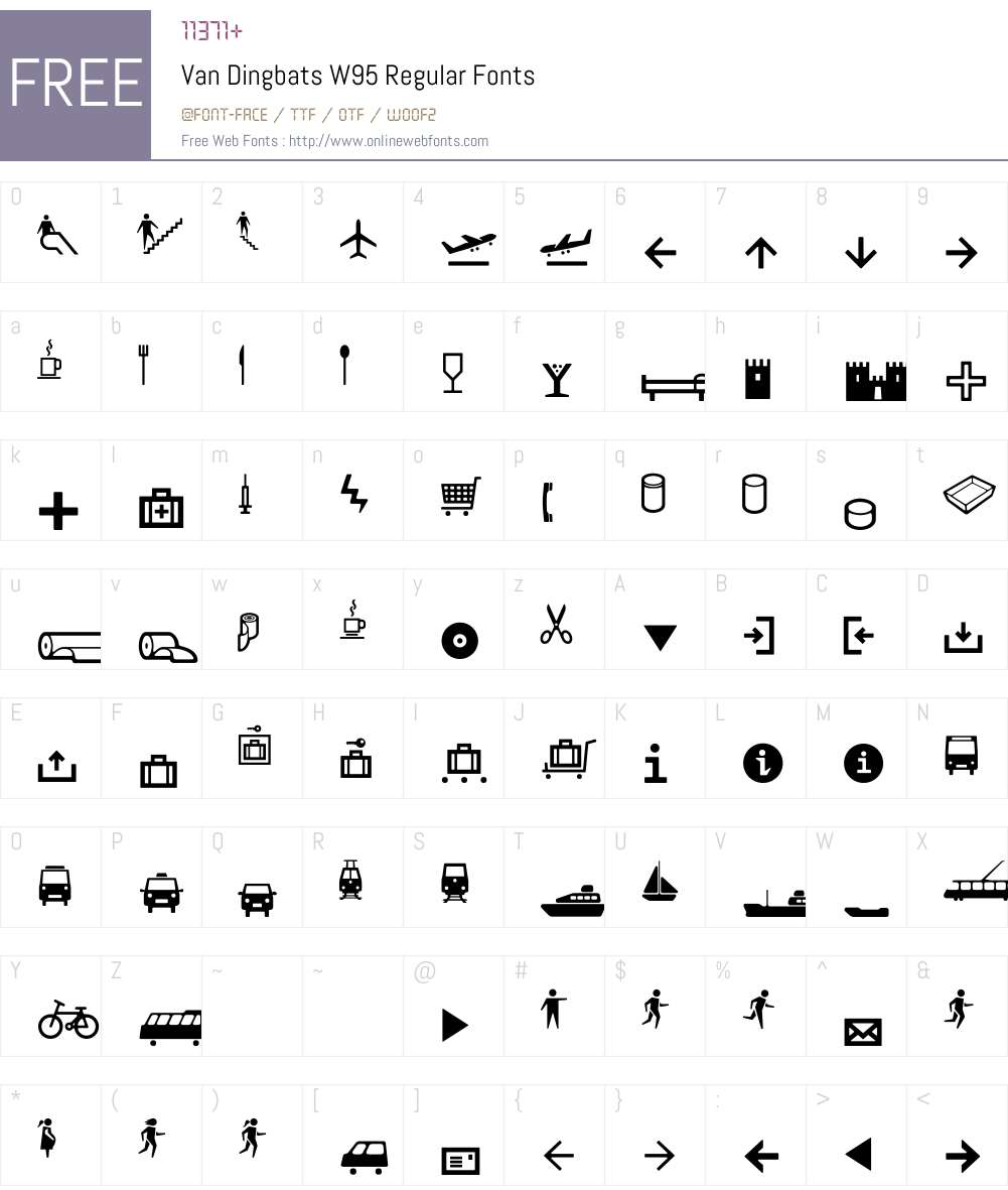 VanDingbatsW95-Regular Font Screenshots