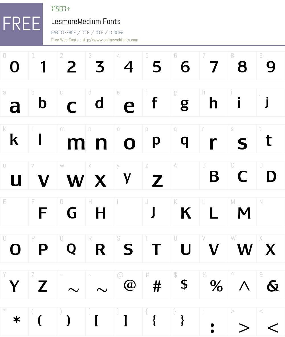 LesmoreMedium Font Screenshots