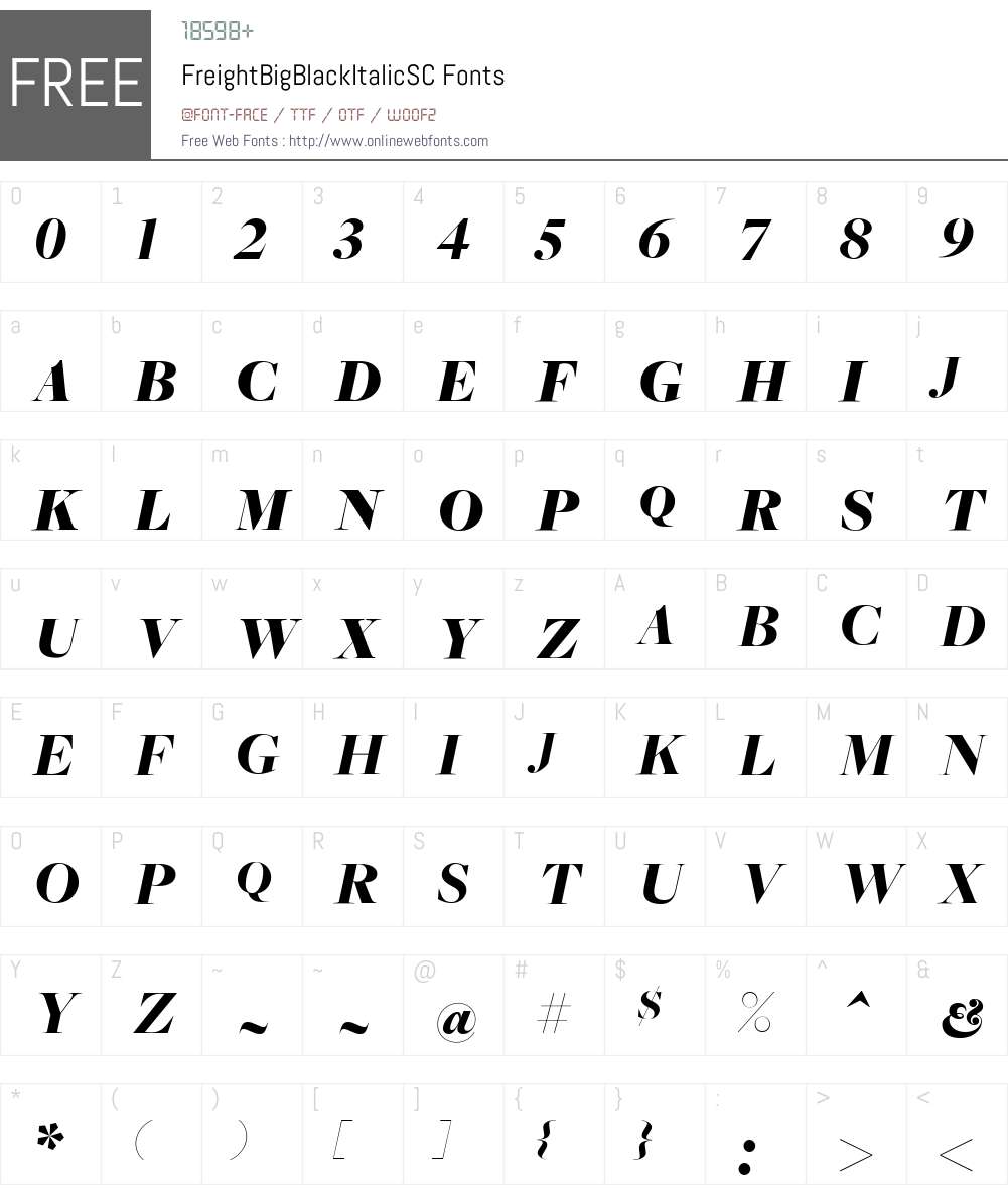 FreightBigBlackItalicSC Font Screenshots