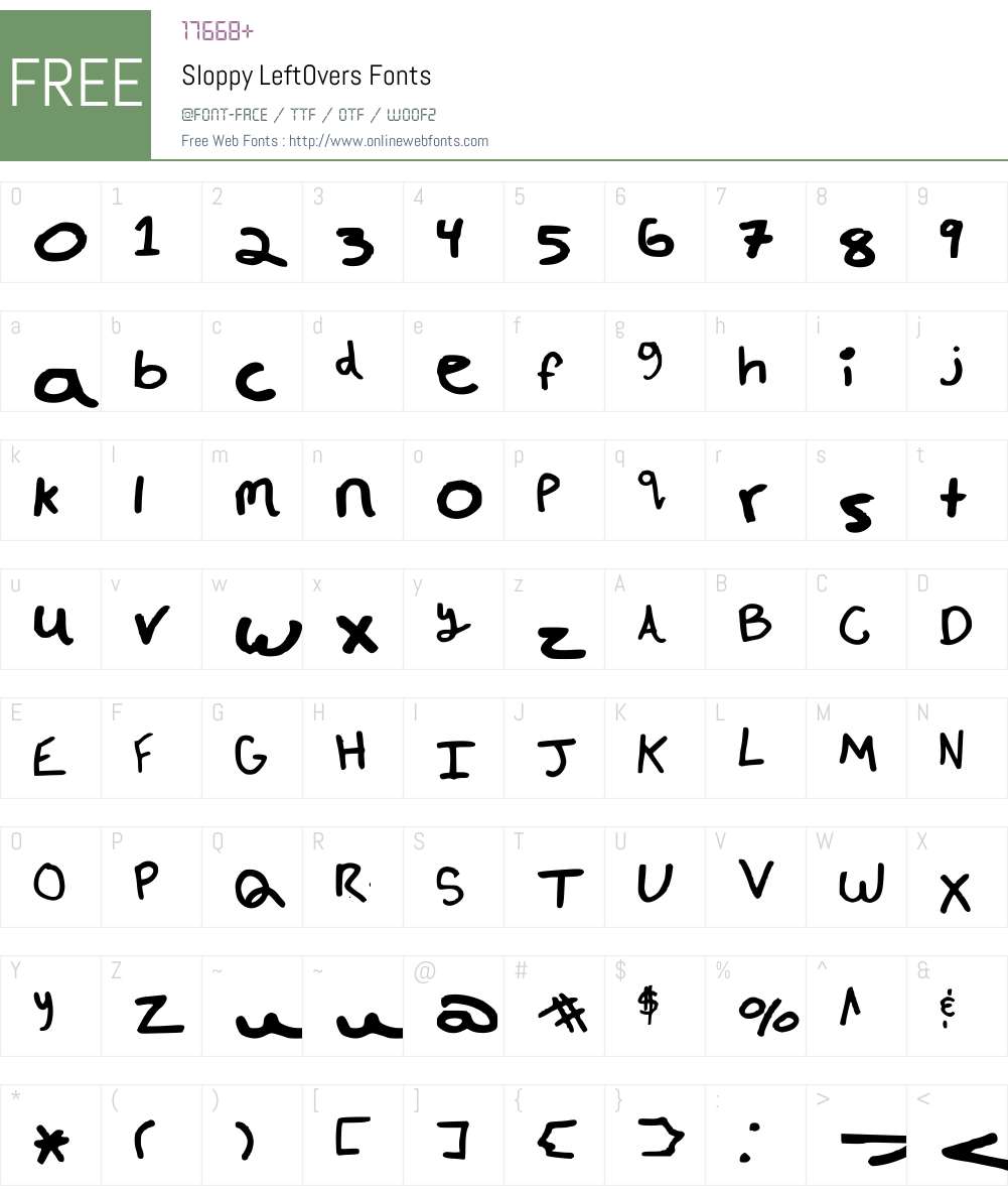 Sloppy LeftOvers Font Screenshots