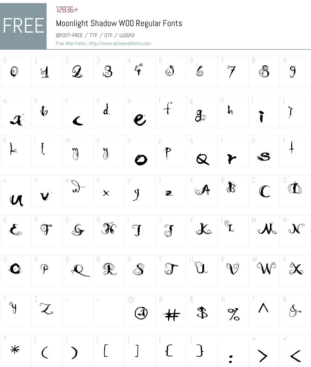 MoonlightShadowW00-Regular Font Screenshots
