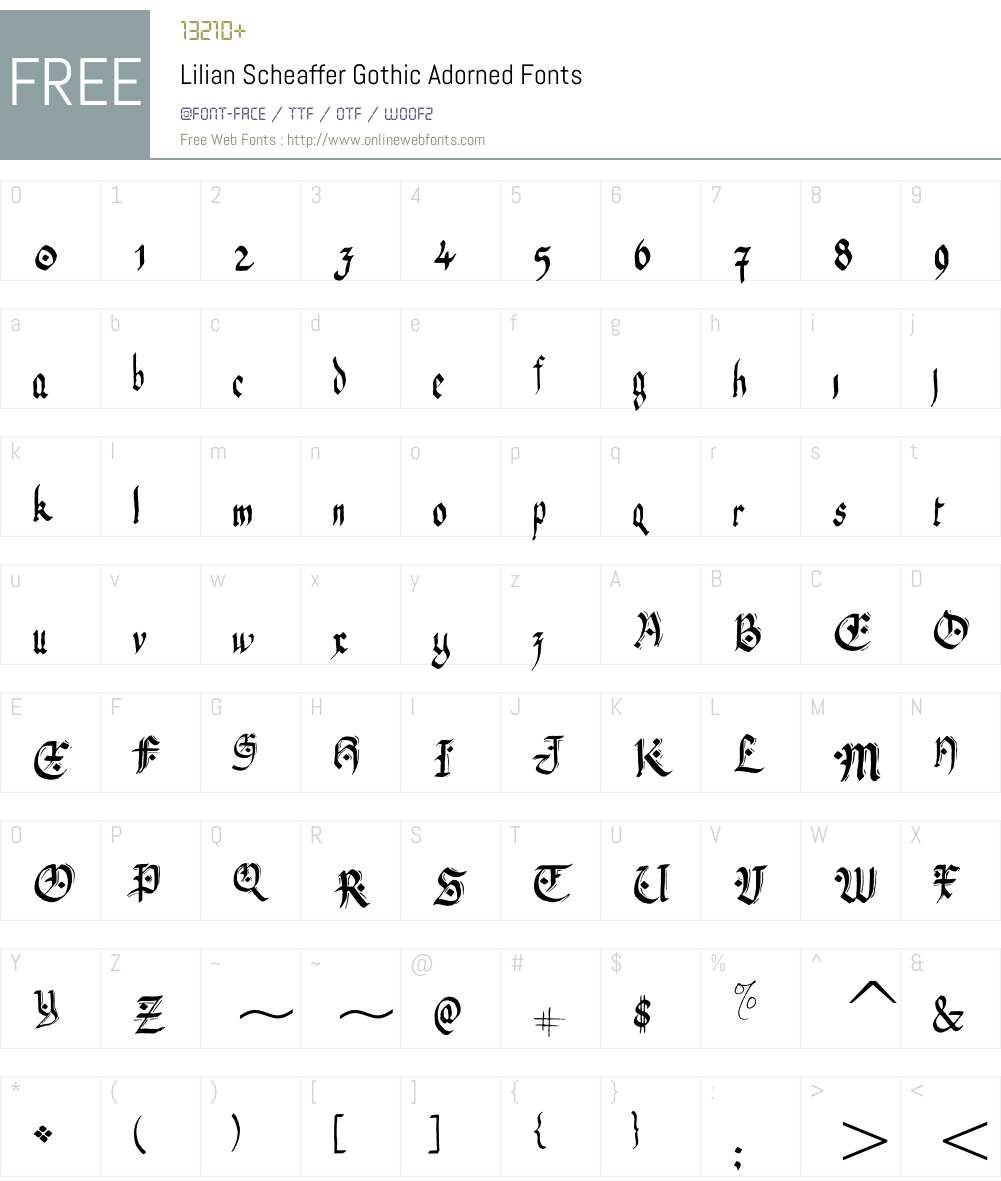 Lilian Scheaffer Gothic Adorned Font Screenshots