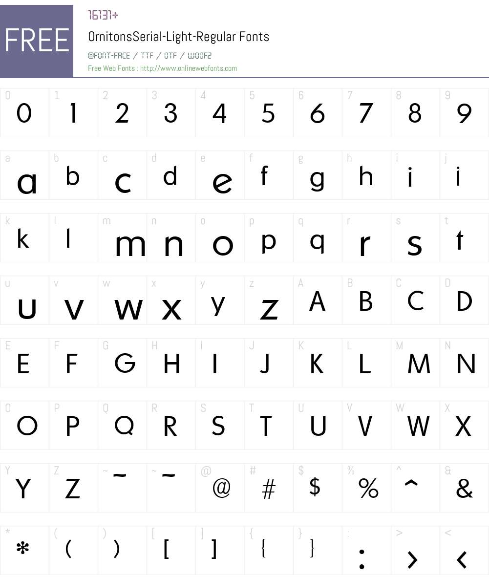 OrnitonsSerial-Light Font Screenshots