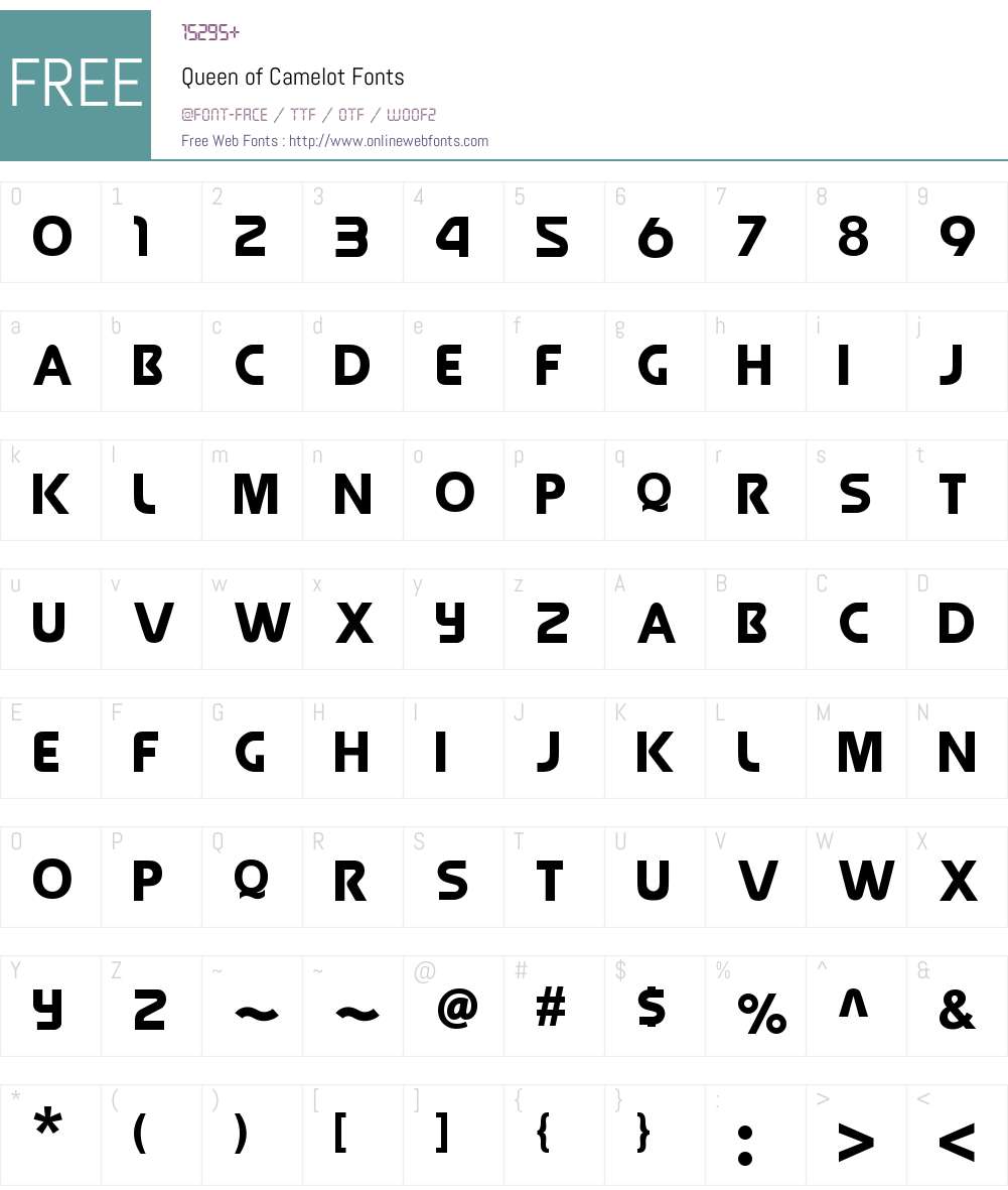 Queen of Camelot Font Screenshots
