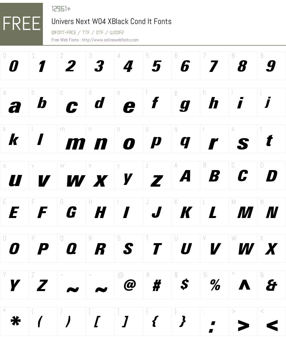UniversNextW04-XBlackCondIt Font Screenshots