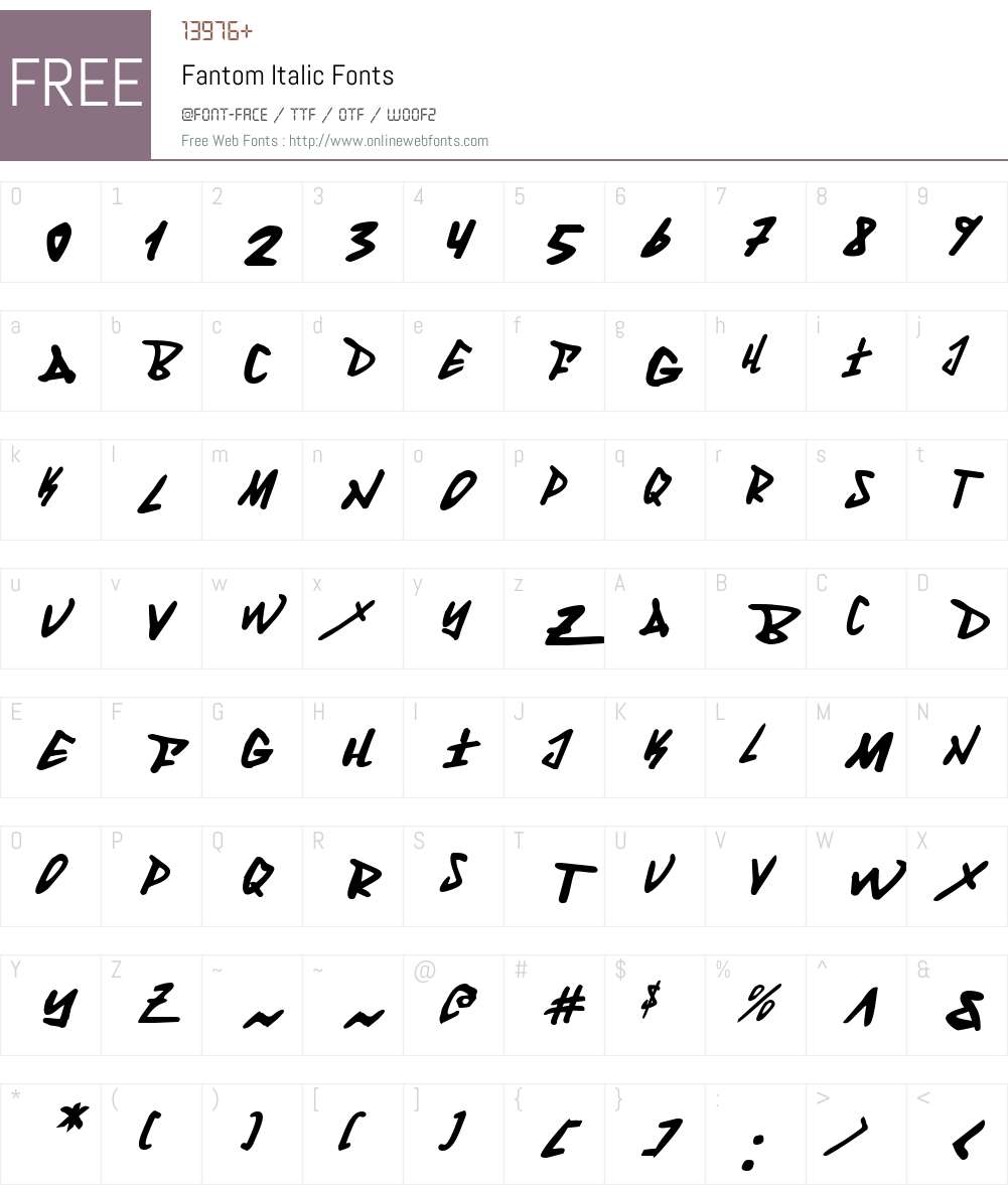 Fantom Italic Font Screenshots