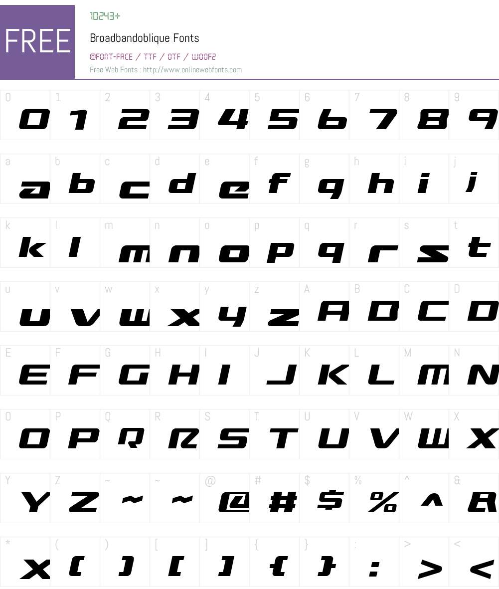 Broadbandoblique Font Screenshots