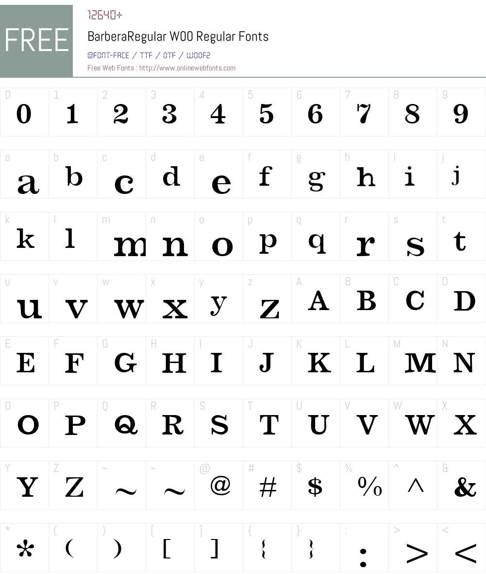 Barbera Font Screenshots