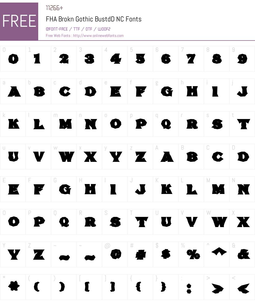 FHA Brokn Gothic BustdD NC Font Screenshots