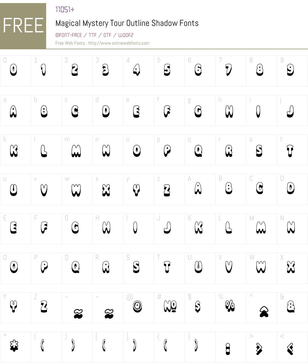 Magical Mystery Tour Outline Shadow Font Screenshots