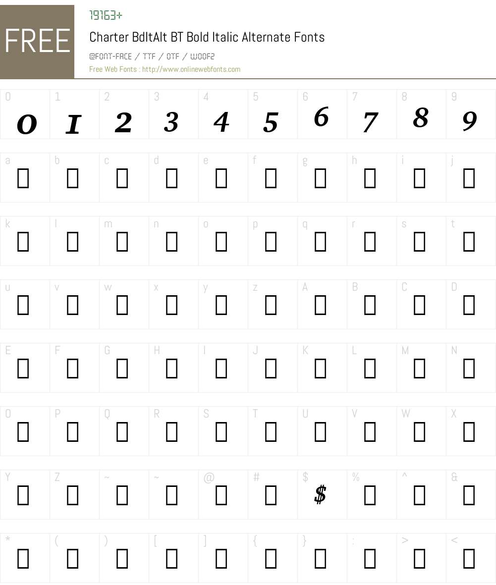 Charter BdItAlt BT Font Screenshots
