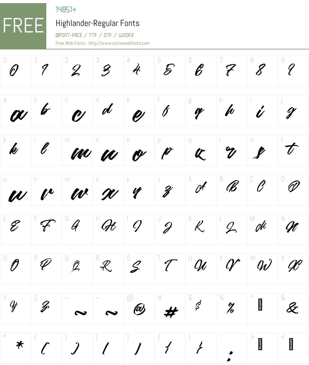 Highlander Font Screenshots