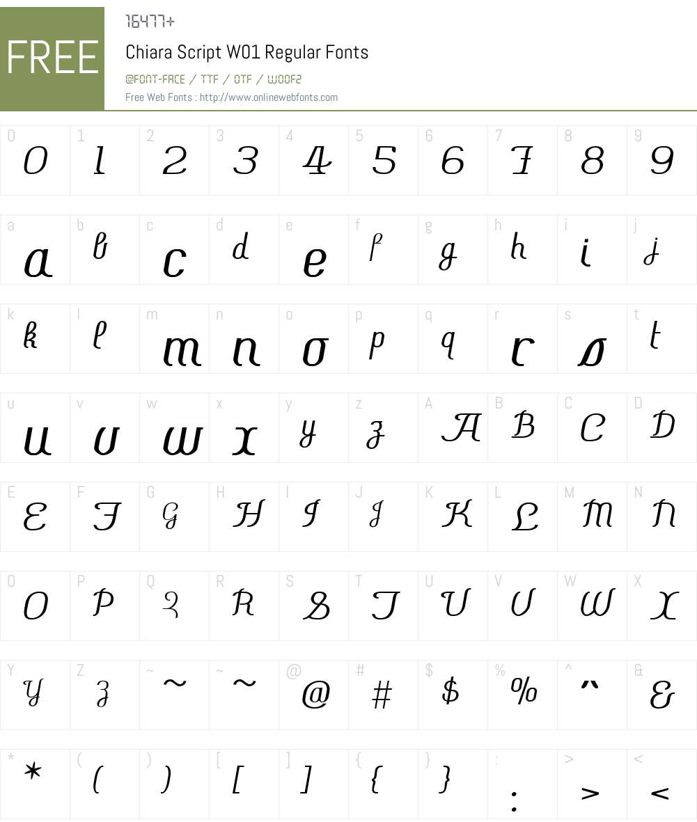 ChiaraScriptW01-Regular Font Screenshots