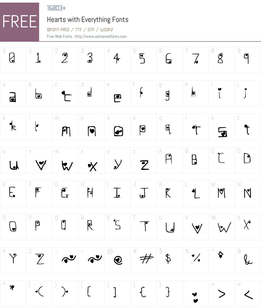 Hearts with Everything Font Screenshots