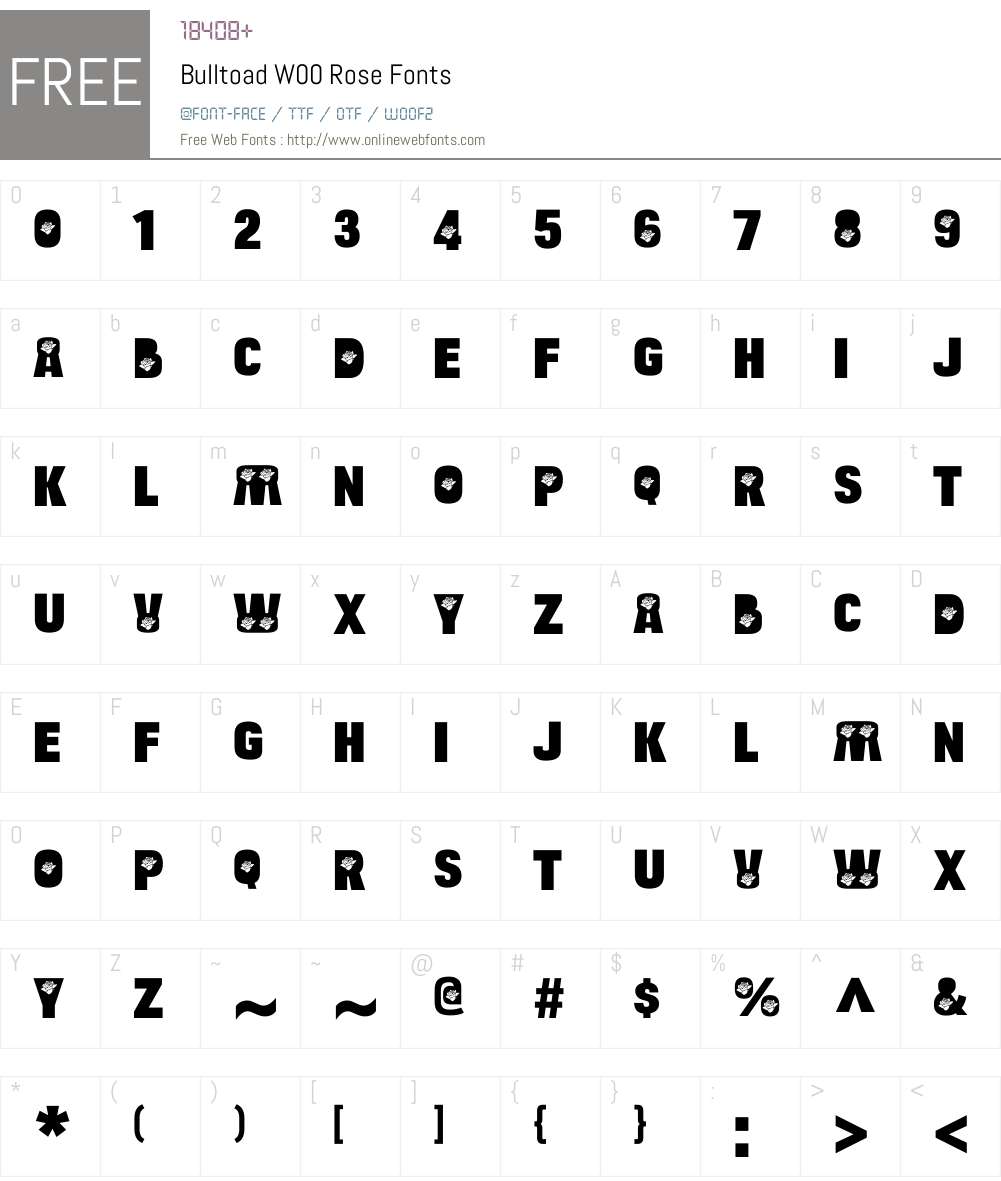 BulltoadW00-Rose Font Screenshots