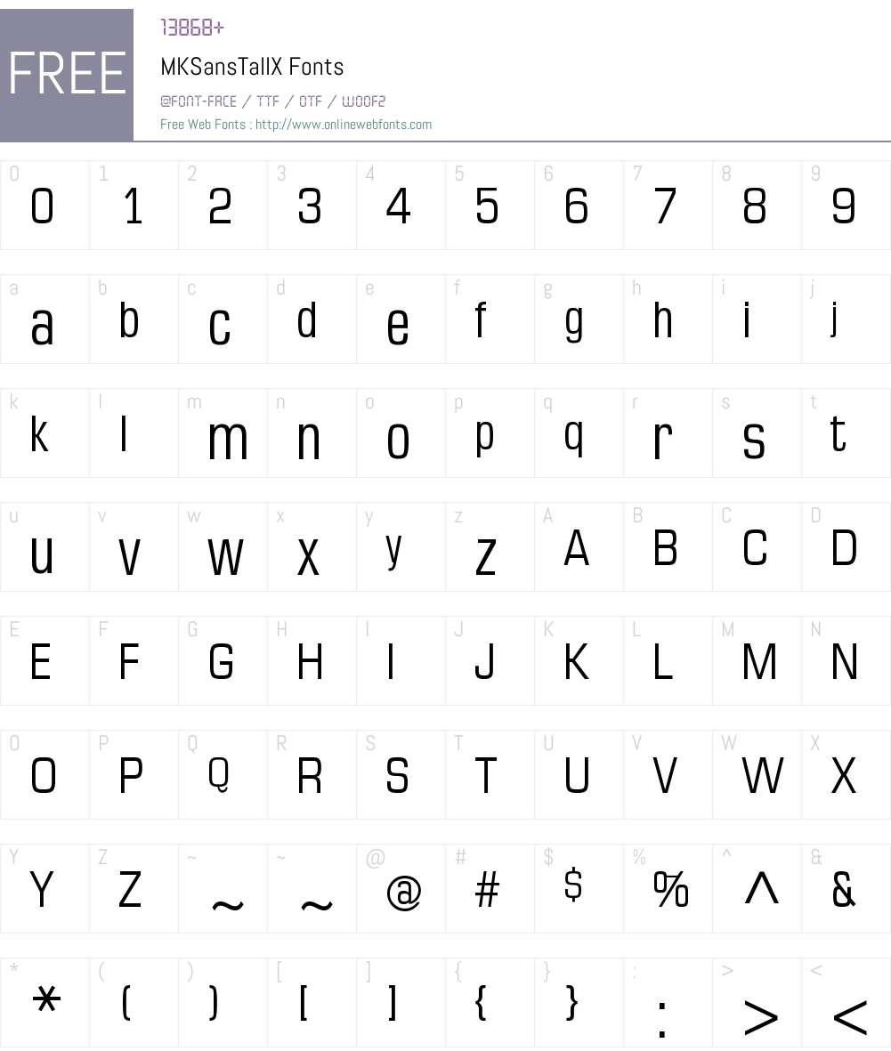 MKSansTallX Font Screenshots