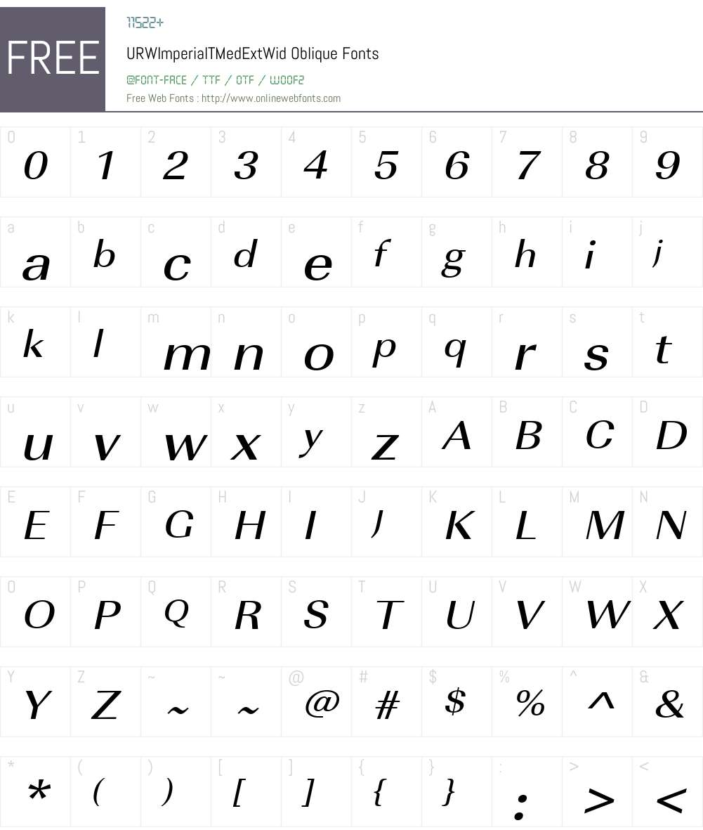 URWImperialTMedExtWid Font Screenshots