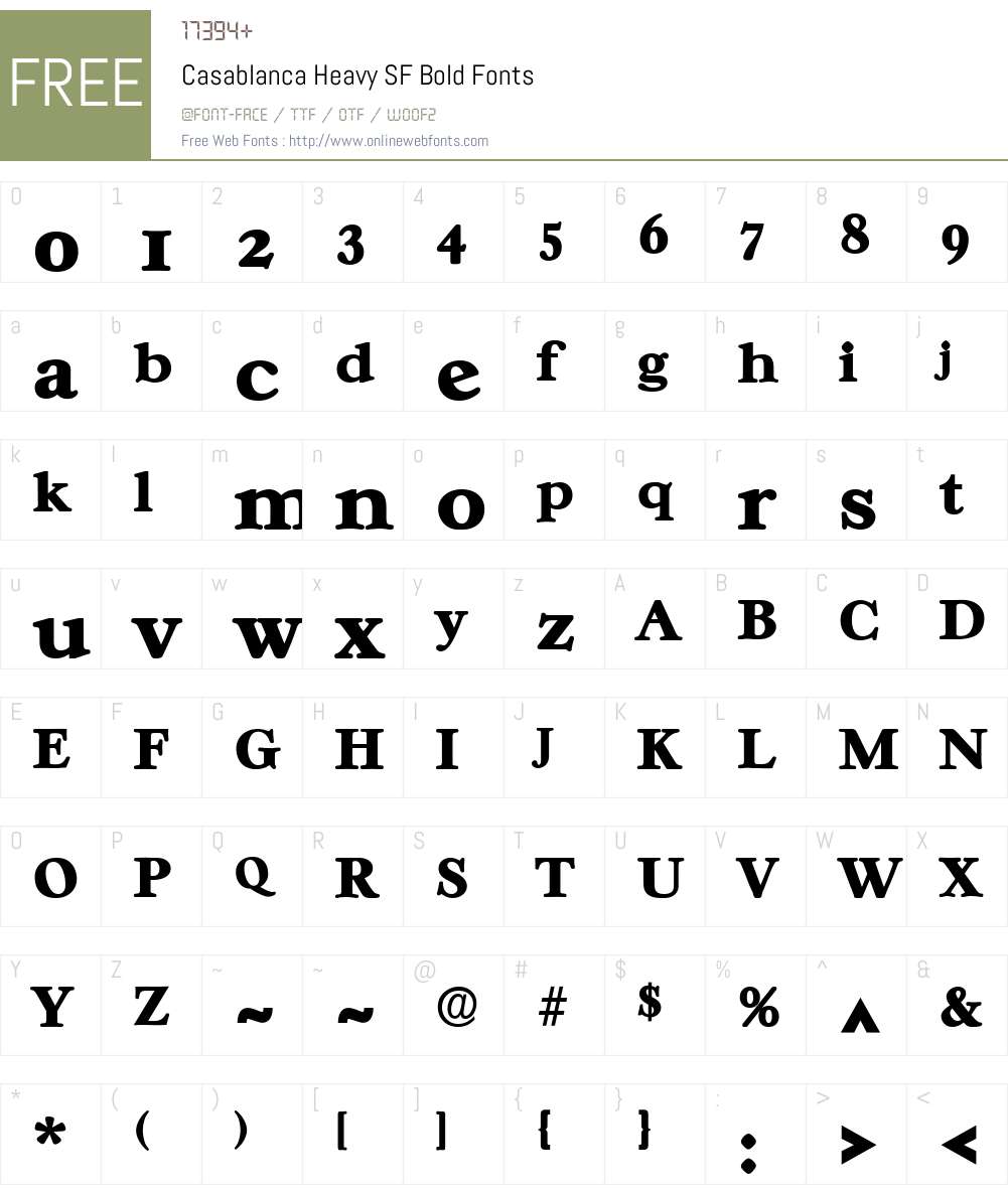 Casablanca Heavy SF Font Screenshots