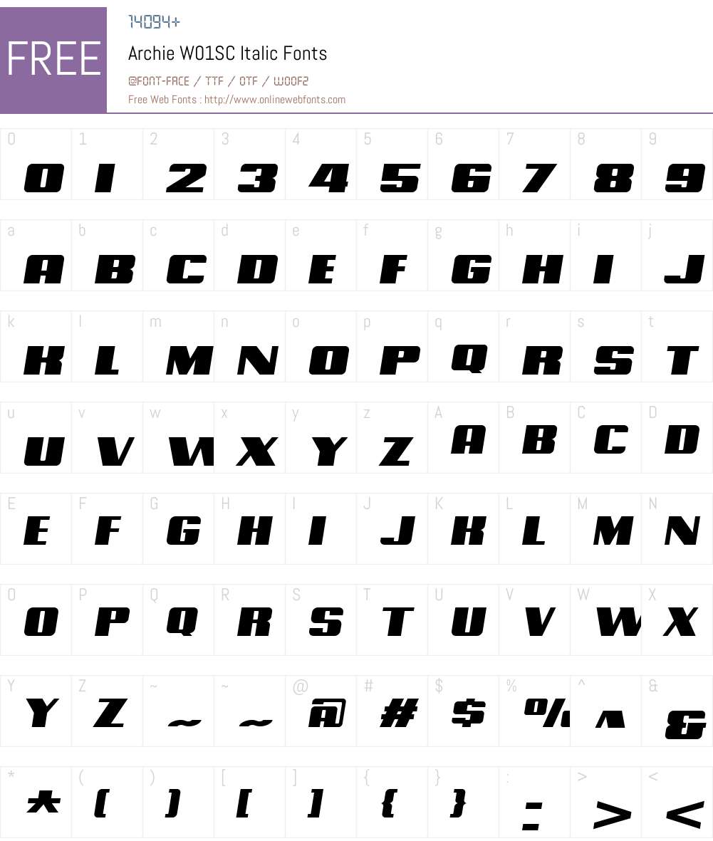 ArchieW01SC-Italic Font Screenshots