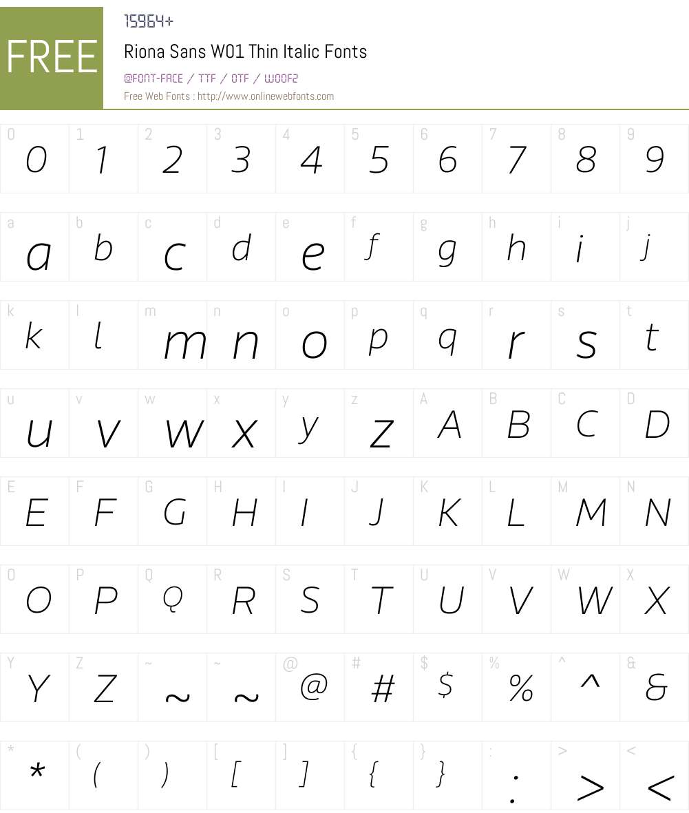 RionaSansW01-ThinItalic Font Screenshots