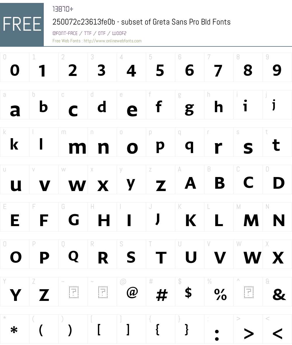 250072c23613fe0b - subset of Greta Sans Pro Bld Font Screenshots