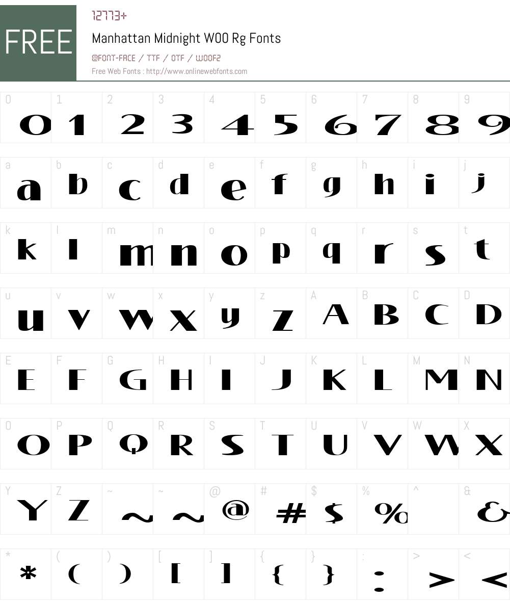 ManhattanMidnightW00-Rg Font Screenshots