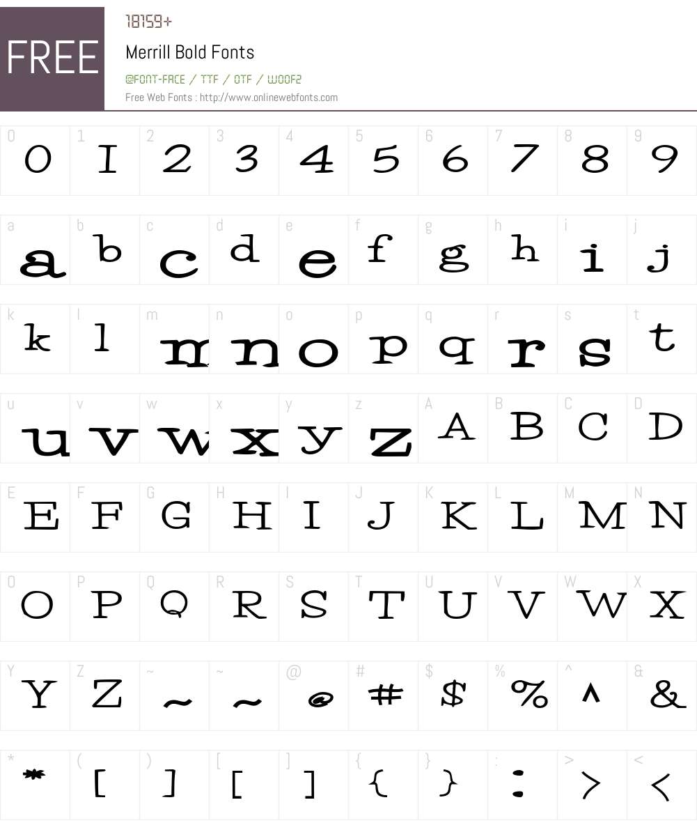 Merrill Font Screenshots