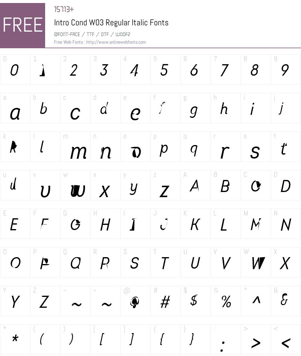IntroCondW03-RegularItalic Font Screenshots