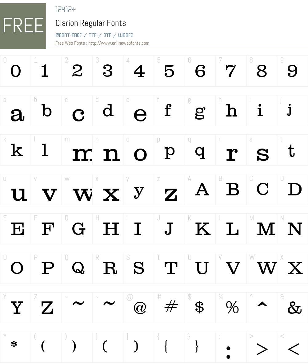 Clarion Font Screenshots