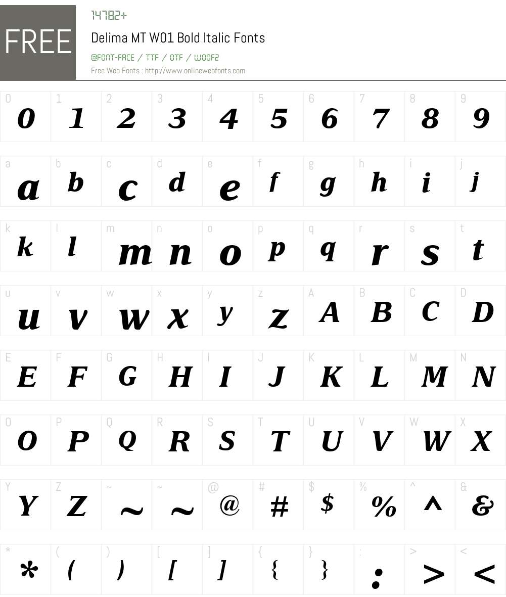DelimaMTW01-BoldItalic Font Screenshots