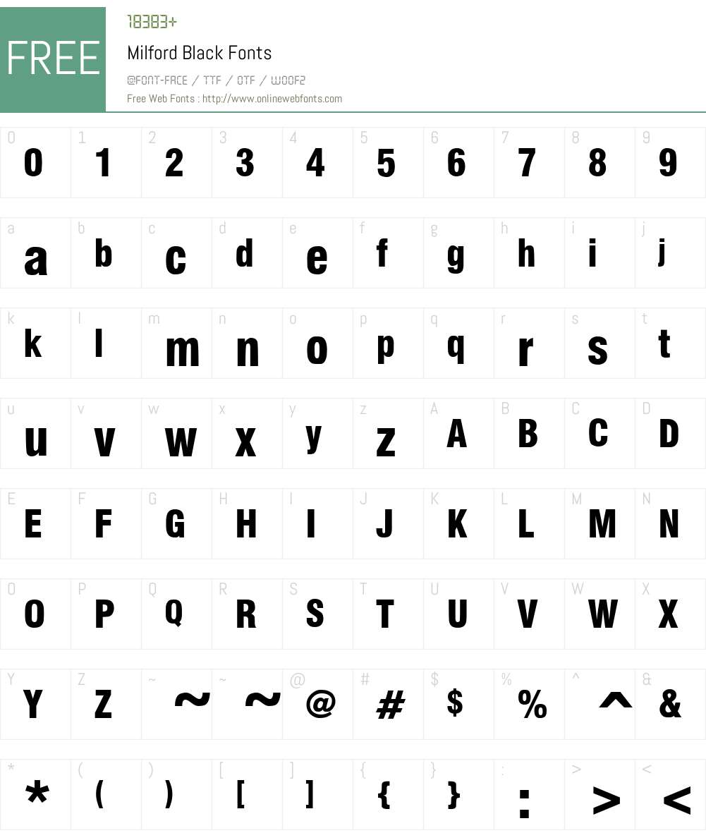 Milford Black Font Screenshots