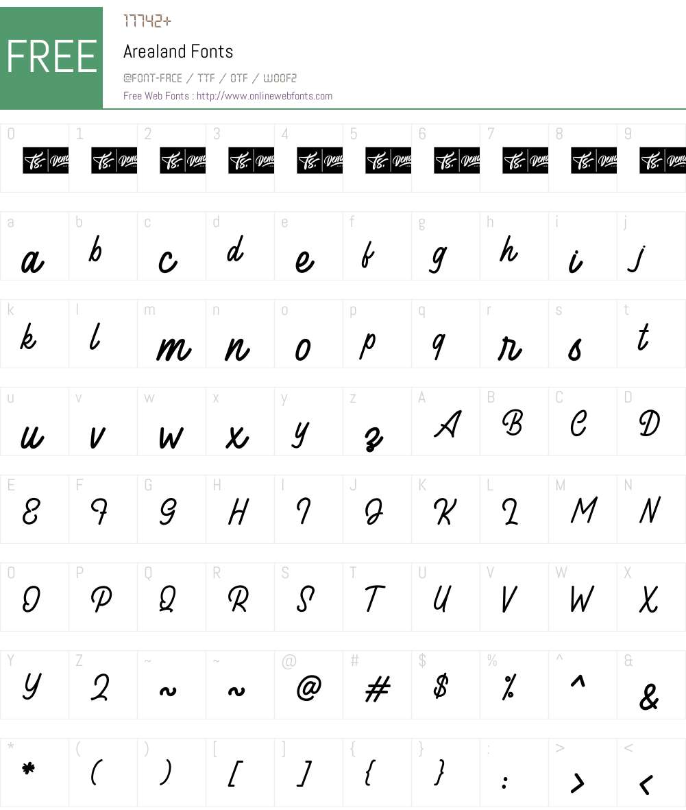 Arealand Font Screenshots