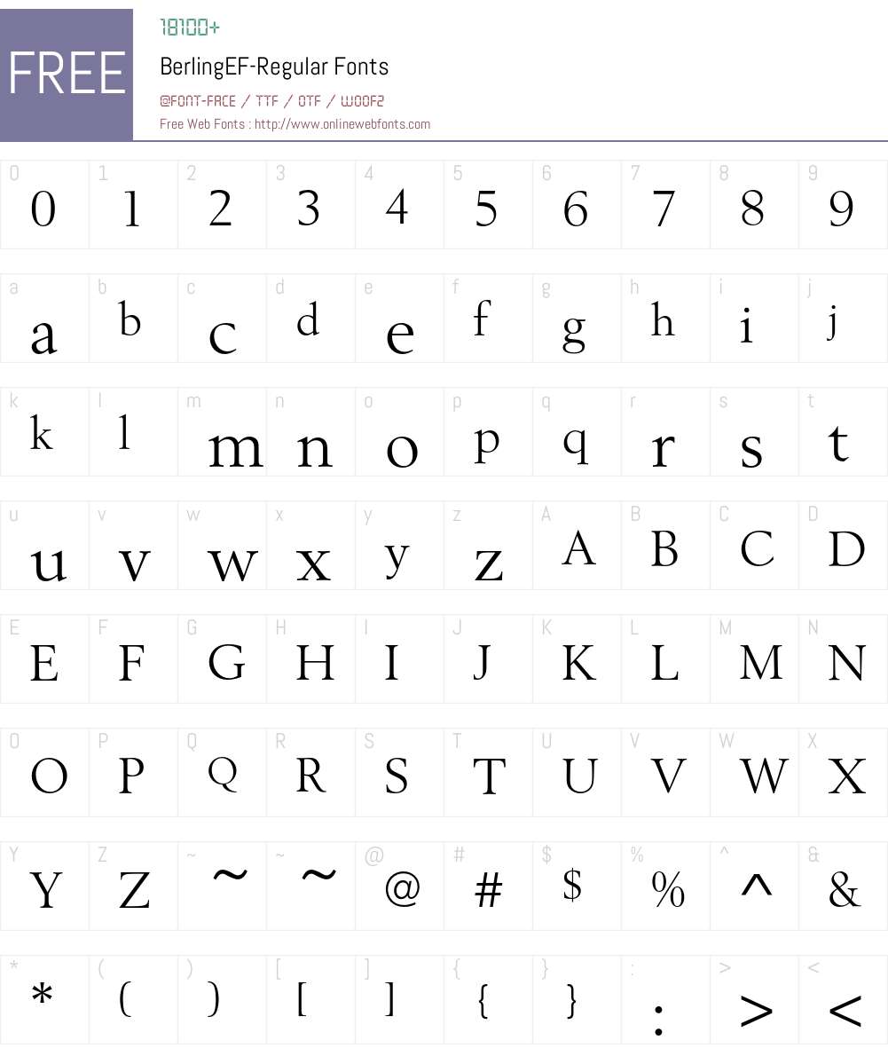 BerlingEF-Regular Font Screenshots