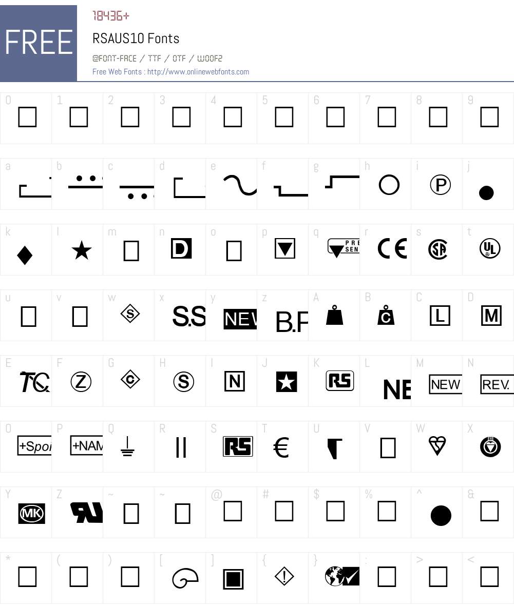 RSAUS10 Font Screenshots