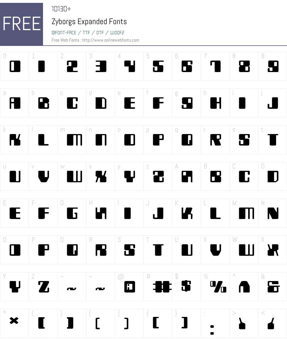 Zyborgs Expanded Font Screenshots