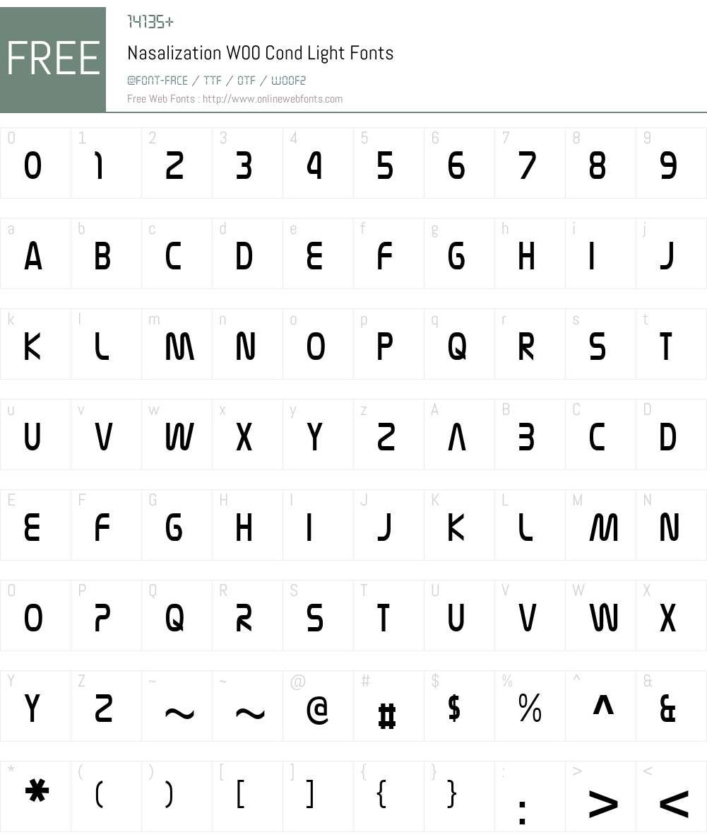 NasalizationW00-CondLight Font Screenshots