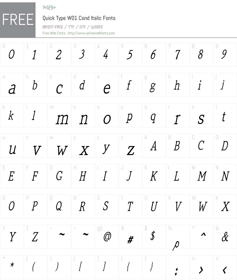 QuickTypeW01-CondItalic Font Screenshots